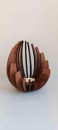 Подсвечник для чайной свечи из натурального дерева. Деревянный интерьерный подсвечник. Ирпень