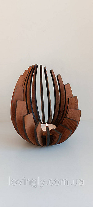 Подсвечник для чайной свечи из натурального дерева. Деревянный интерьерный подсвечник. Ирпень - изображение 6