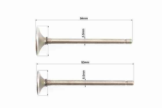 Клапана випускний (h-93; d-24), впускний (h-94; d-29) повний к-кт 2шт 125cc Київ
