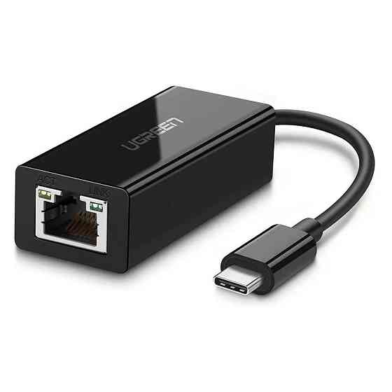 Внешняя сетевая карта Ugreen US236 USB Type-C to 10/100/1000Mbps Ethernet ‎50307 (Черный) Николаев