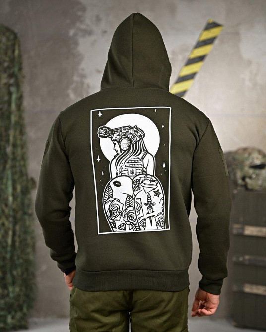 Милитари худи на флисе GENESIS Girl oliva ПП8139 Одесса - изображение 1