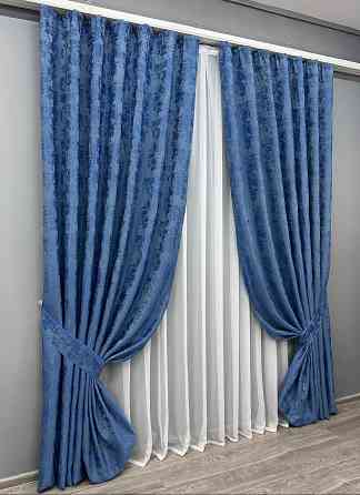 Комплект готовых штор VR-Textil Жакард Sultan XO № 1149ш Синий 200х290 см 2 шт (32-457) Киев