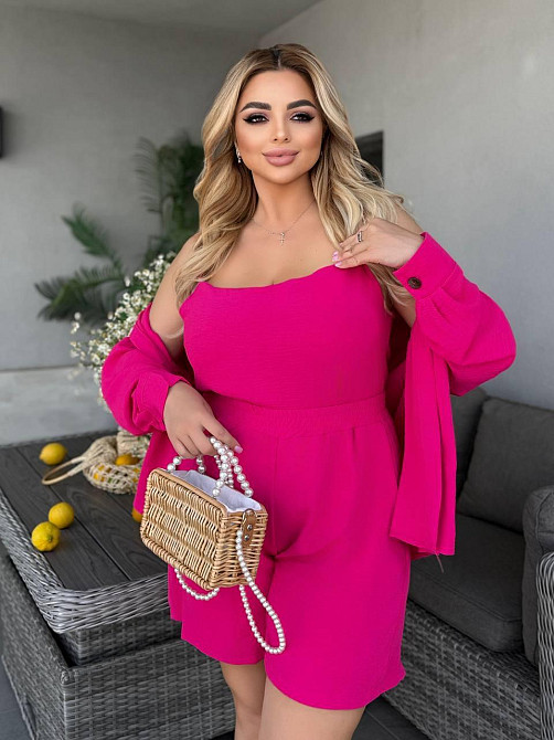 Женский базовый прогулочный летний костюм американский креп. Малина, 50/52 Одесса - изображение 2