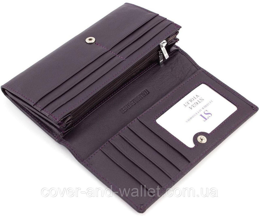 Фиолетовый женский кожаный кошелёк среднего размера с монетницей ST Leather Киев - изображение 3