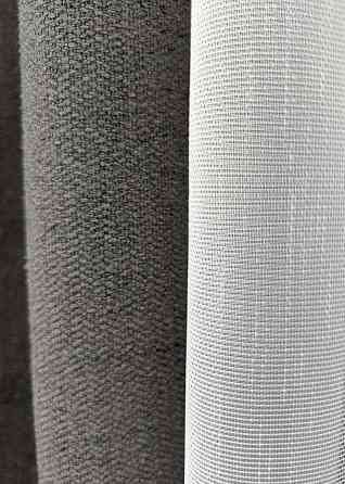Комплект штор VR-Textil TWEED_V 200х270 2шт и Тюль 600х270 1915ш-1153т Темно-серый с белым 71-146/7 Киев