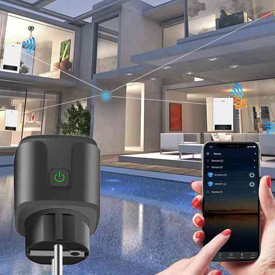 Розумна розетка WiFi з лічильником електроенергії 20А,Tuya Smart 4400Вт,Чорна SBR Київ