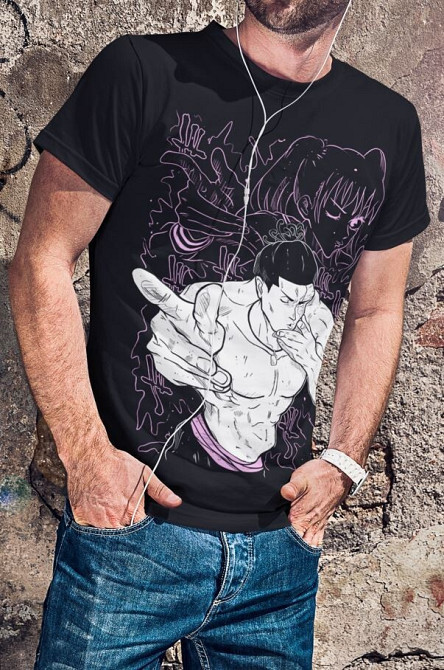 Футболка з аніме принтом Магічна битва оверсайз (S/M/L) Чорний AnimeJ1164 Дніпро - фото 2