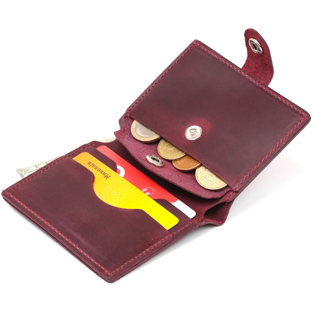 Женское матовое кожаное портмоне Shvigel 16478 Вишневый Киев - изображение 6