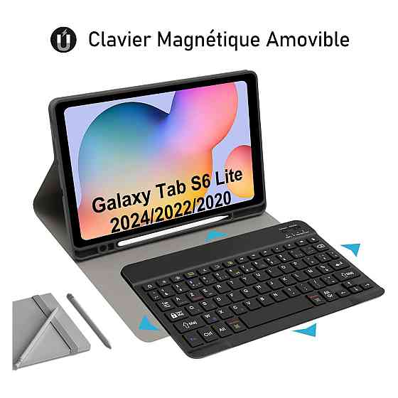 Чохол-клавіатура для Samsung Galaxy Tab S6 Lite 10.4" Чорний AZERTY Bluetooth відстібна з тримачем для стилуса Київ