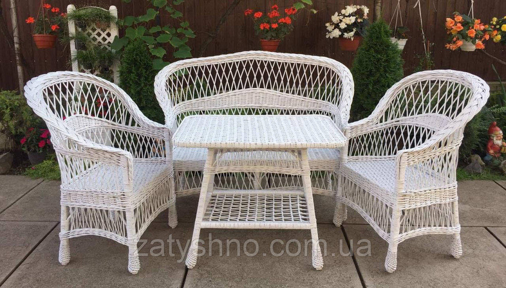 Меблі з лози біла| Комплект плетеної з лози з диваном| Київ - фото 3