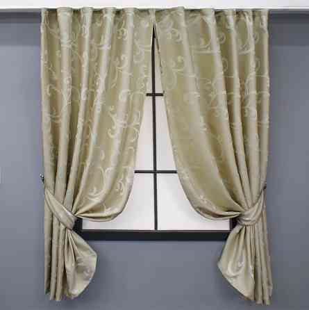 Комплект коротких штор VR-Textil Жаккард Allure № 1614ш Бежевый 130х170 см 2 шт (35-0272) Киев