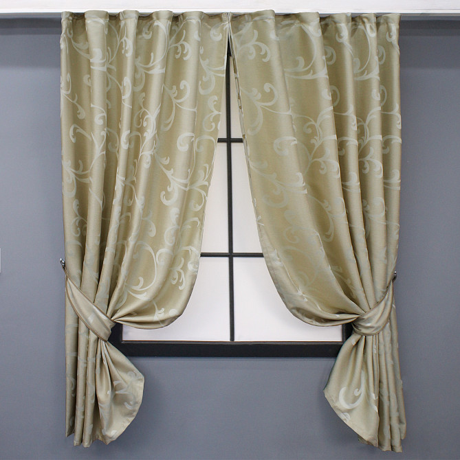 Комплект коротких штор VR-Textil Жаккард Allure № 1614ш Бежевый 130х170 см 2 шт (35-0272) Киев - изображение 1