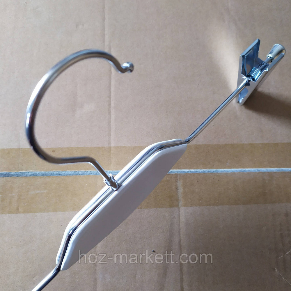 Вішалки плічка, тремпель білий брючний 35 см металевий з хромованим гачком з декором дерево Харків - фото 8