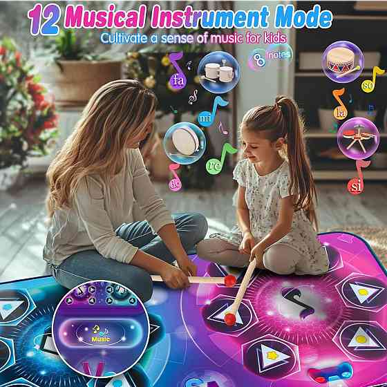 Танцовочный музыкальный коврик Maysida для двух игроков с LED дисплеем и аккумулятором 150×97 см Киев
