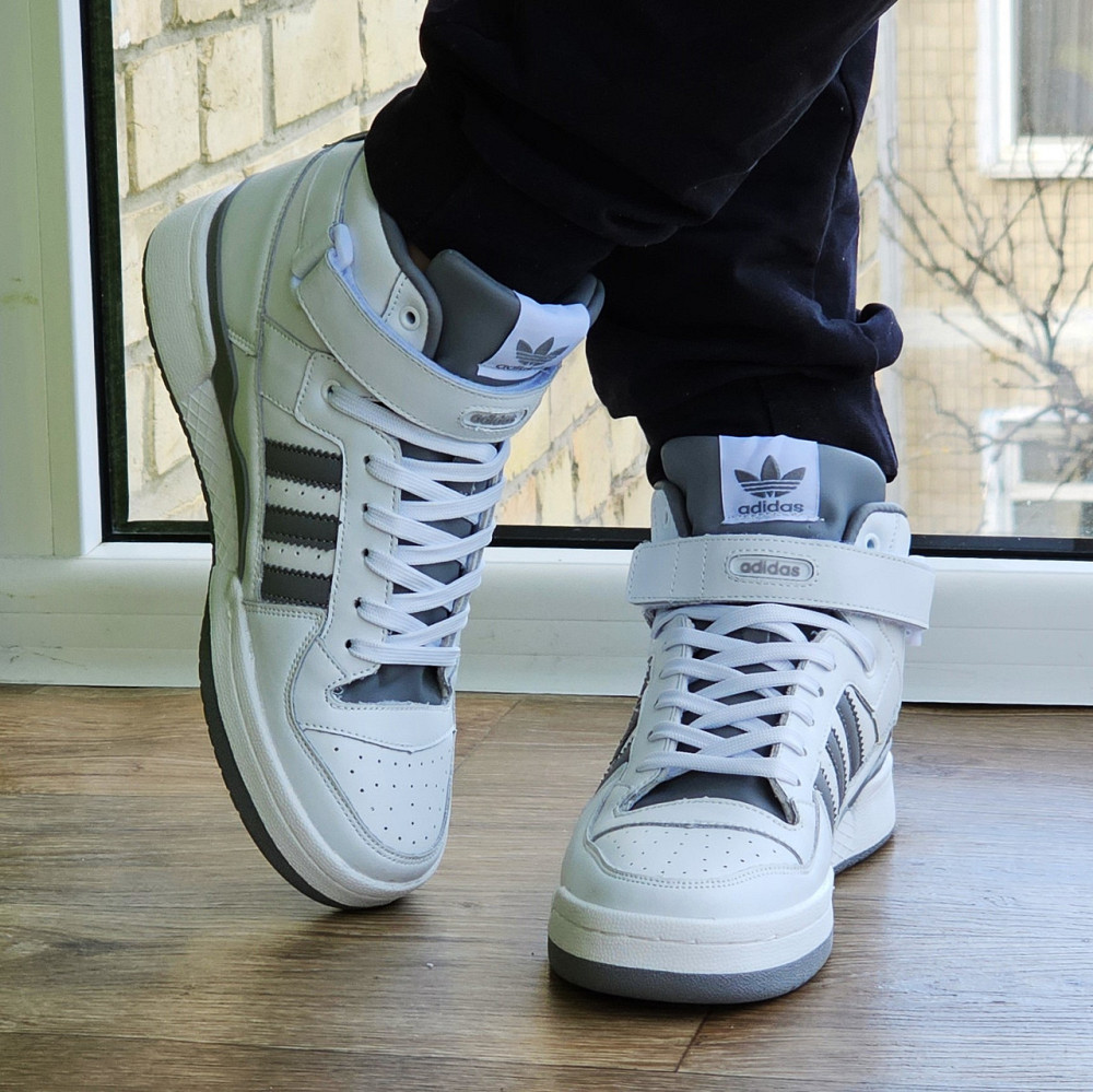 Високі Білі Кросівки Adidas Forum Шкіряні Чоловічі Черевики Адідас Форум (розміри: 41,42,43,45,46) Дніпро - фото 8