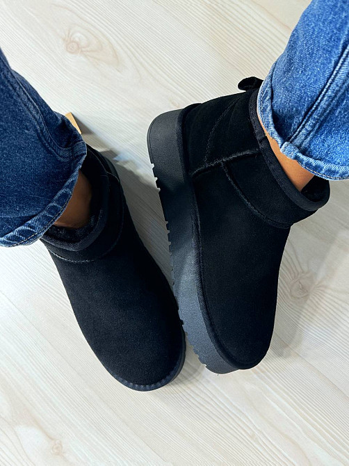 Угги женские Hengji 25-1 натуральная замша короткие на высокой подошве черные, 41, 25,5 см Киев - изображение 15