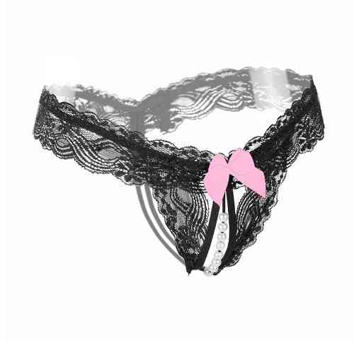 Стрінги з бусинками та бантиком чорні - розмір універсальний (на резинці), 15% нейлон, 85% поліестер Київ