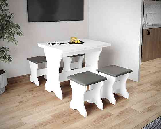 Табурет с мягким сиденьем, табуретка на кухню Ткань Мальмо (серый) ДСП Белый Львов