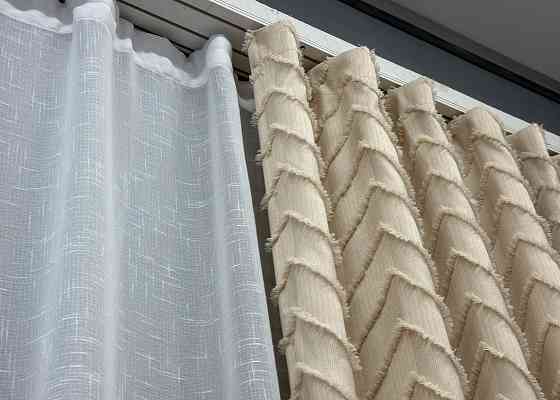 Шторная ткань Лен Букле цвет кремовый 1807ш Киев