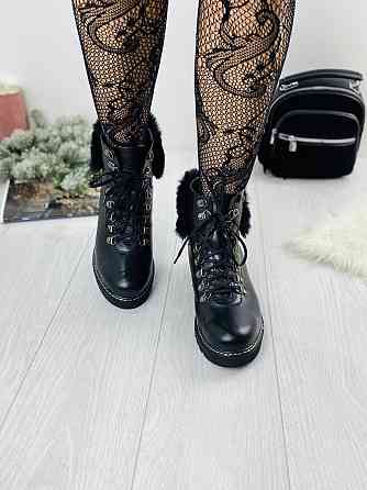Черевики жіночі D and V чорні натуральна кожа зима висота 13см розмір 37 (2195) Коломыя