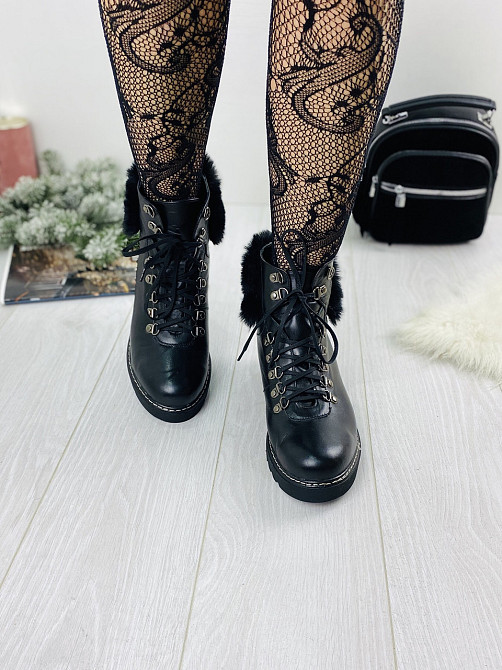 Черевики жіночі D and V чорні натуральна кожа зима висота 13см розмір 37 (2195) Коломия - фото 4