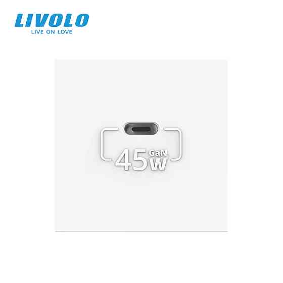 LIVOLO USB Type-C розетка LIVOLO, PD 45W, Power Delivery, швидка зарядка, біла, модуль (VL-FCUC Коломия