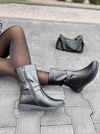 Напівчоботи жіночі ЭММА 01 чорні натуральна шкіра висота 21 см обхват 29-32 см розміри 36-40 (2 Коломия
