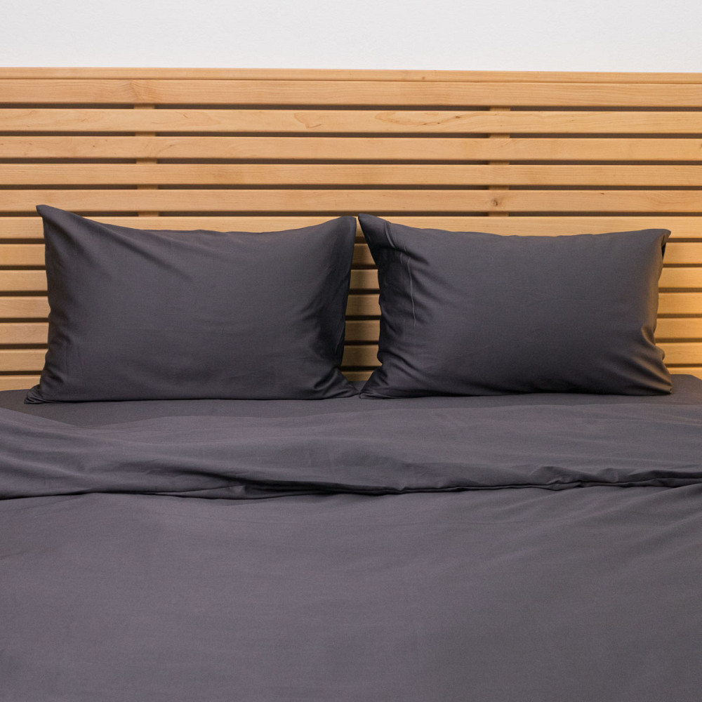 Комплект постільної білизни двоспальний Сатин Гладкий 135 г/м2 YouStar (Графіт) 2 х 70х70 Суми - фото 9