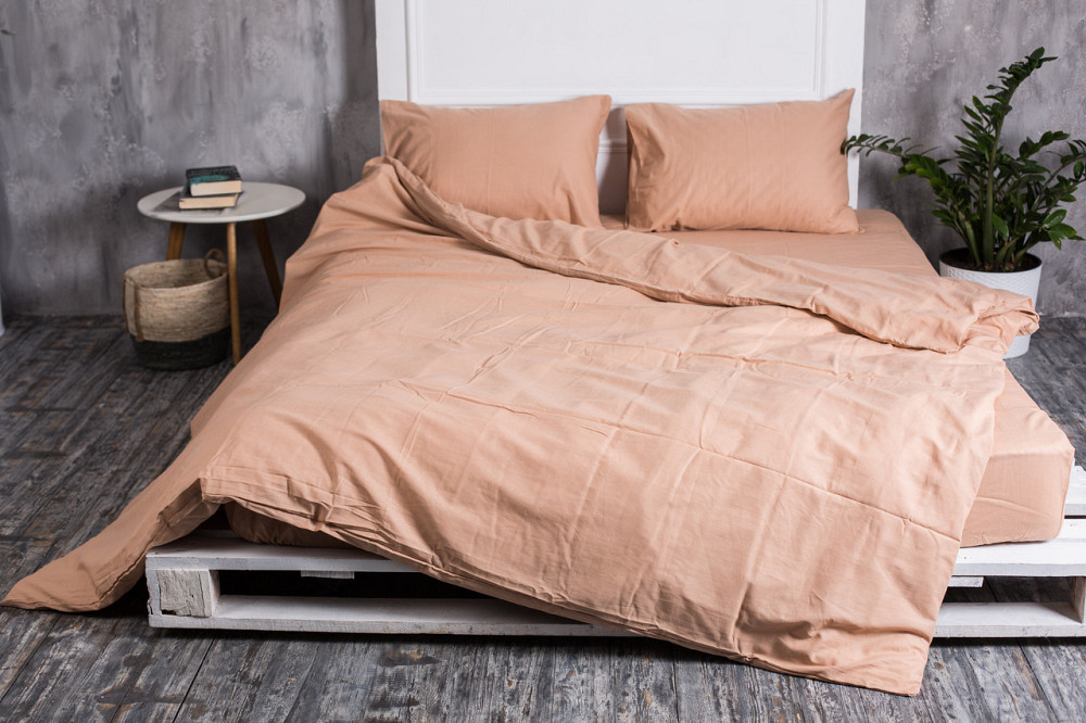 Ecotton Комплект постілі Ecotton двоспальний Євро Підковдра та 2 наволочки Слонова Кістка Коломия - фото 1