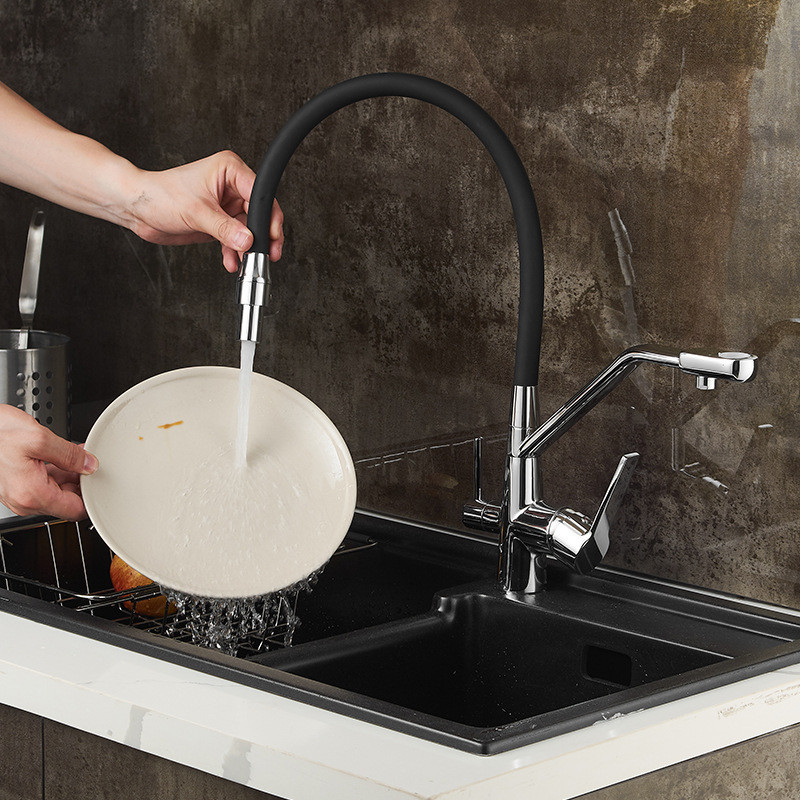 Змішувач для кухні з під'єднанням під фільтр Mixxus Premium Velis 021 Reflector Black Чорний Чернівці - фото 4