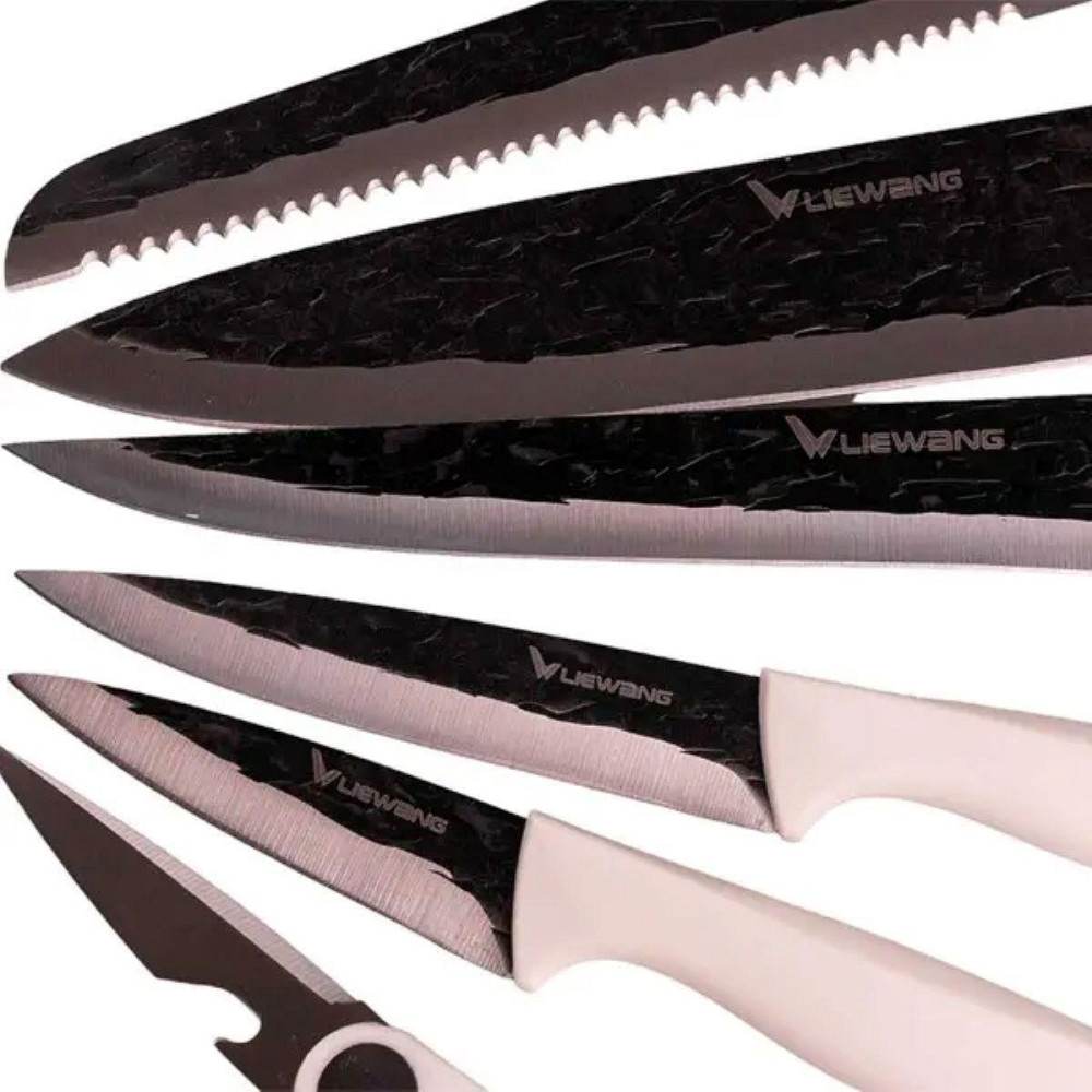 Набір кухонних ножів з підставкою 6 предметів білий HP1851057 Київ - фото 3