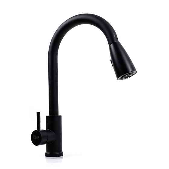 VALESO Змішувач кухонний Valeso LN08 чорний з висувною лійкою Київ