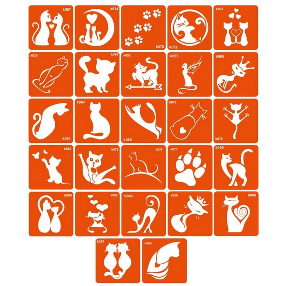 Набор трафаретов для био-тату «K - котики» k_simple_5x5_27_1 Винница - изображение 1