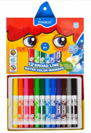 Фломастери "Marco" 1632-12CB 12кол "Super Washable Jumbo", шт Київ - фото 1