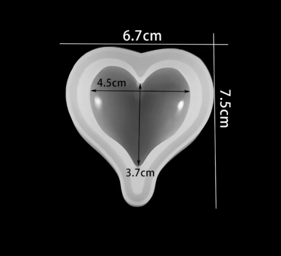 Молд силиконовый Сердце 67 на 75 мм серый Киев