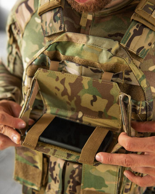 Тактичний нагрудний тримач для смартфона, з кріпленням на бронежилет, Мультикам Одеса - фото 1