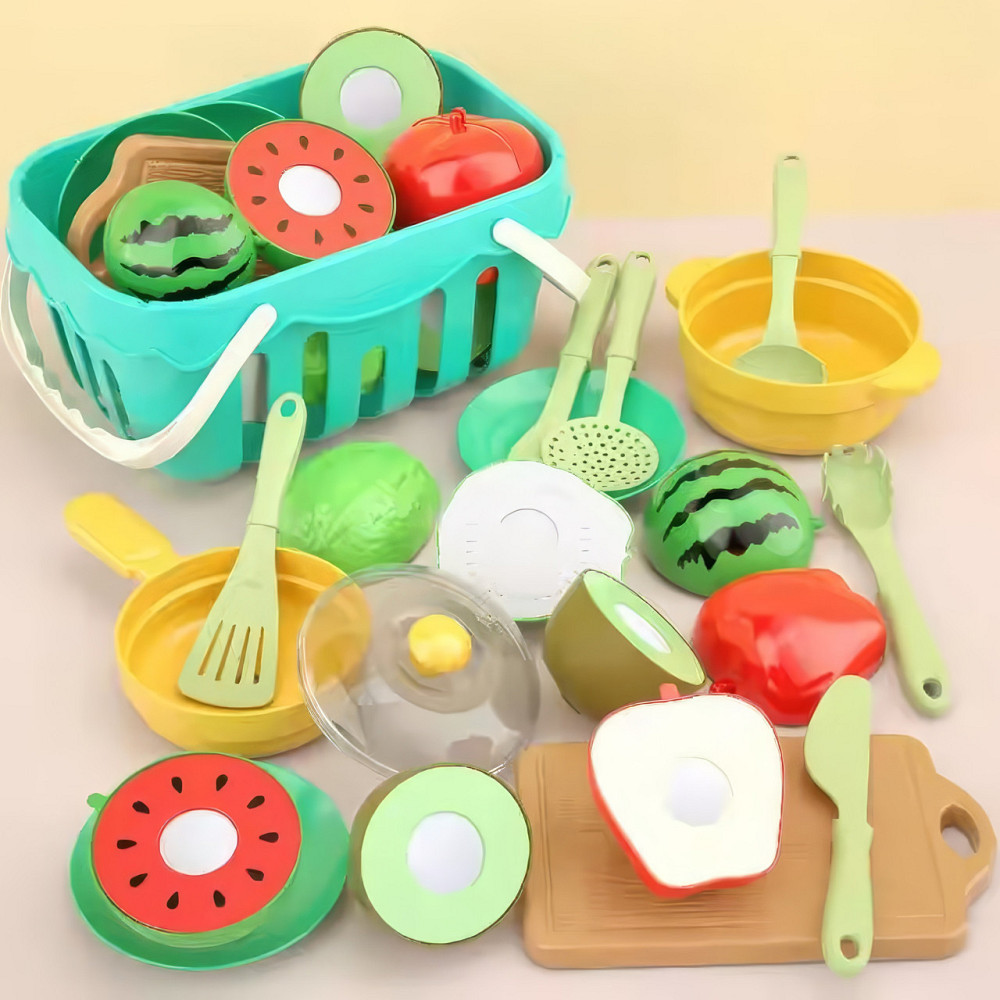 Набір фруктів пластикових для дітей, набір юних кулінарів + кошик і столові прилади, 17 предметів Кам'янець-Подільський - фото 6