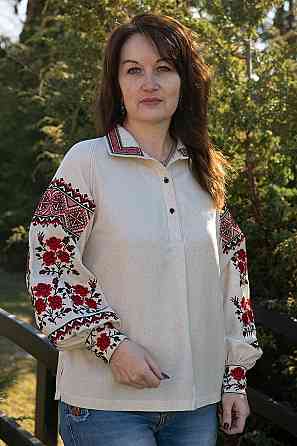 Вишиванка жіноча, лляна, натуральна, з довгим рукавом, топ 44/46 Київ