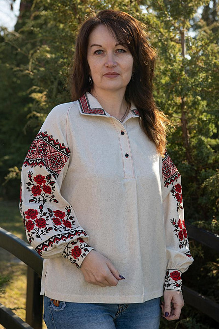 Вишиванка жіноча, лляна, натуральна, з довгим рукавом, топ 44/46 Київ - фото 1