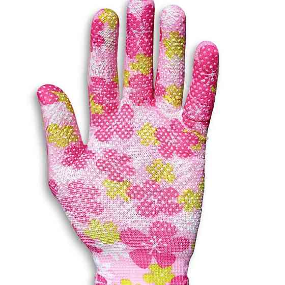 Рукавички робочі трикотажні з PU-покриттям неповна обливка р.8 (M) для дачі, саду та городу. Харків