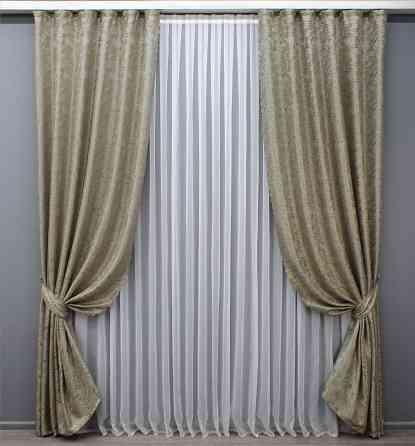 Комплект готових штор VR-Textil Жакард Magic № 1605ш Бежевий 145х270 см 2 шт (33-0468) Киев
