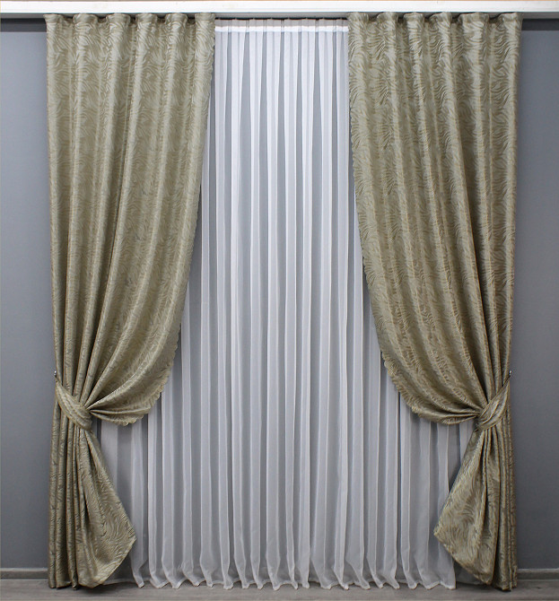 Комплект готових штор VR-Textil Жакард Magic № 1605ш Бежевий 145х270 см 2 шт (33-0468) Киев - изображение 2