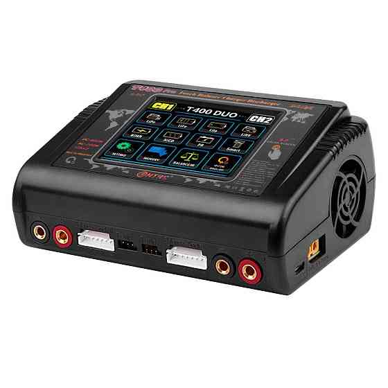 Зарядний пристрій HTRCT400 Pro Duo AC200/DC400Вт, тип АКБ LiPo, LiHv, Li-ion, NiMh, LiFe, Pb, 3.2" Touch screen, 100*65*140 (мм) Київ