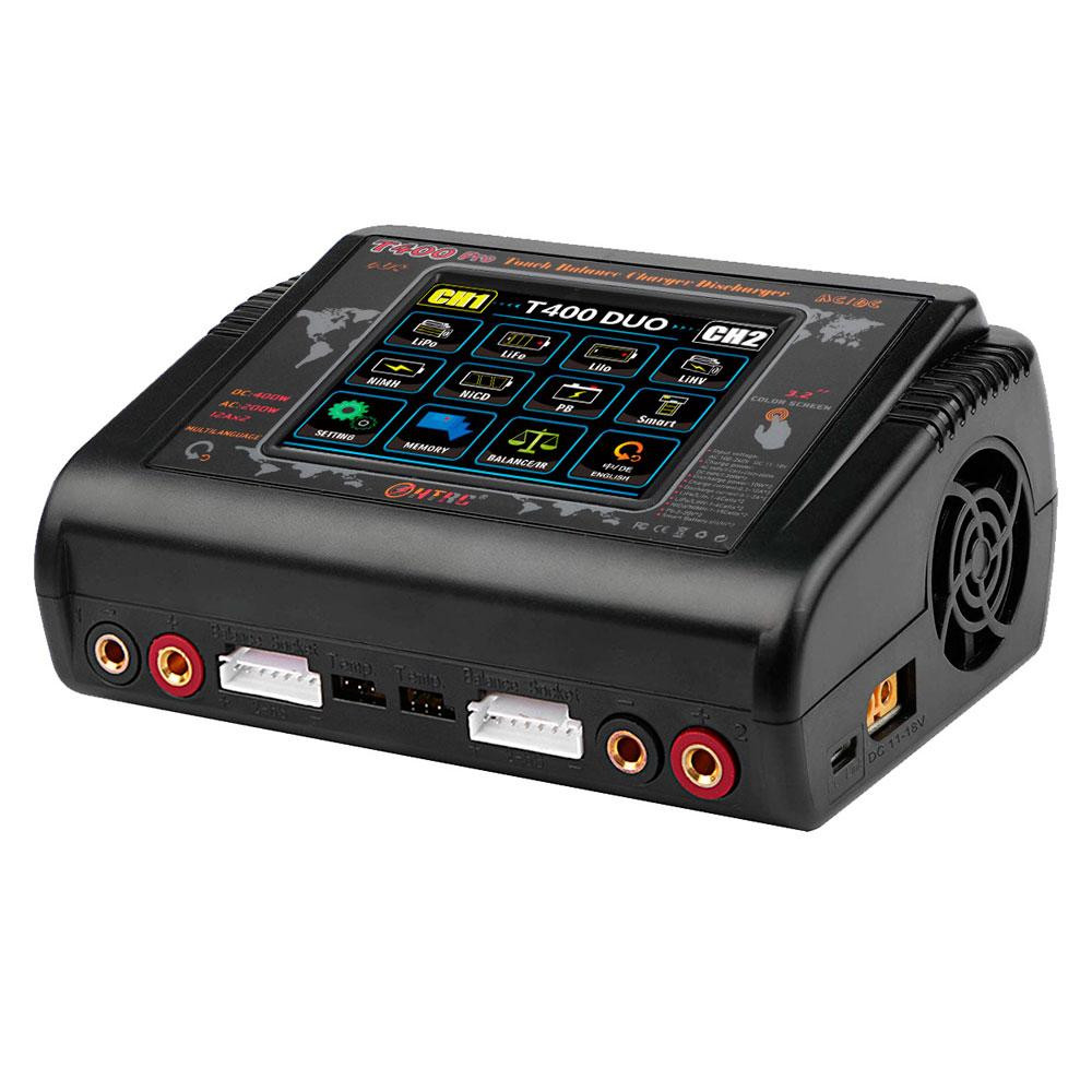Зарядний пристрій HTRCT400 Pro Duo AC200/DC400Вт, тип АКБ LiPo, LiHv, Li-ion, NiMh, LiFe, Pb, 3.2" Touch screen, 100*65*140 (мм) Київ - фото 6