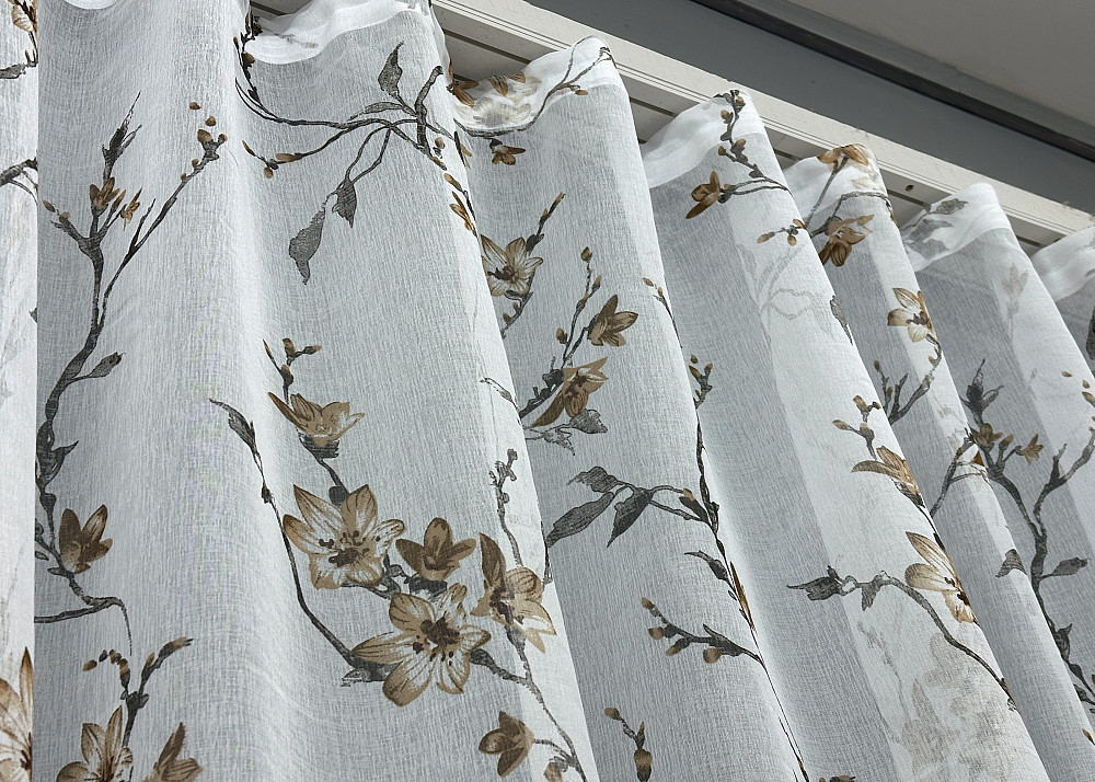 Тюль VR-Textil 1905т Flora Батист Білий з коричневим 300х270 см (40-246) Київ - фото 7