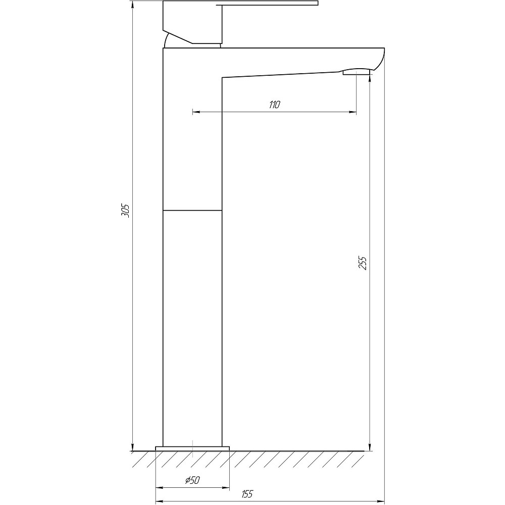 Змішувач для умивальника TOPAZ BARTS TB 07203-H36 високий H-305мм ,на гайці,шланги TAQ-M1055,D35 Луцьк - фото 7
