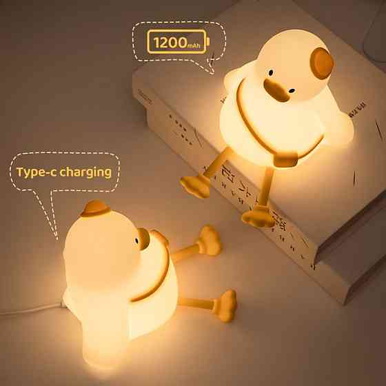 Нічник дитячий силіконовий сенсорний Каченя VALESO A050 для спальні акумуляторний білий Коломия