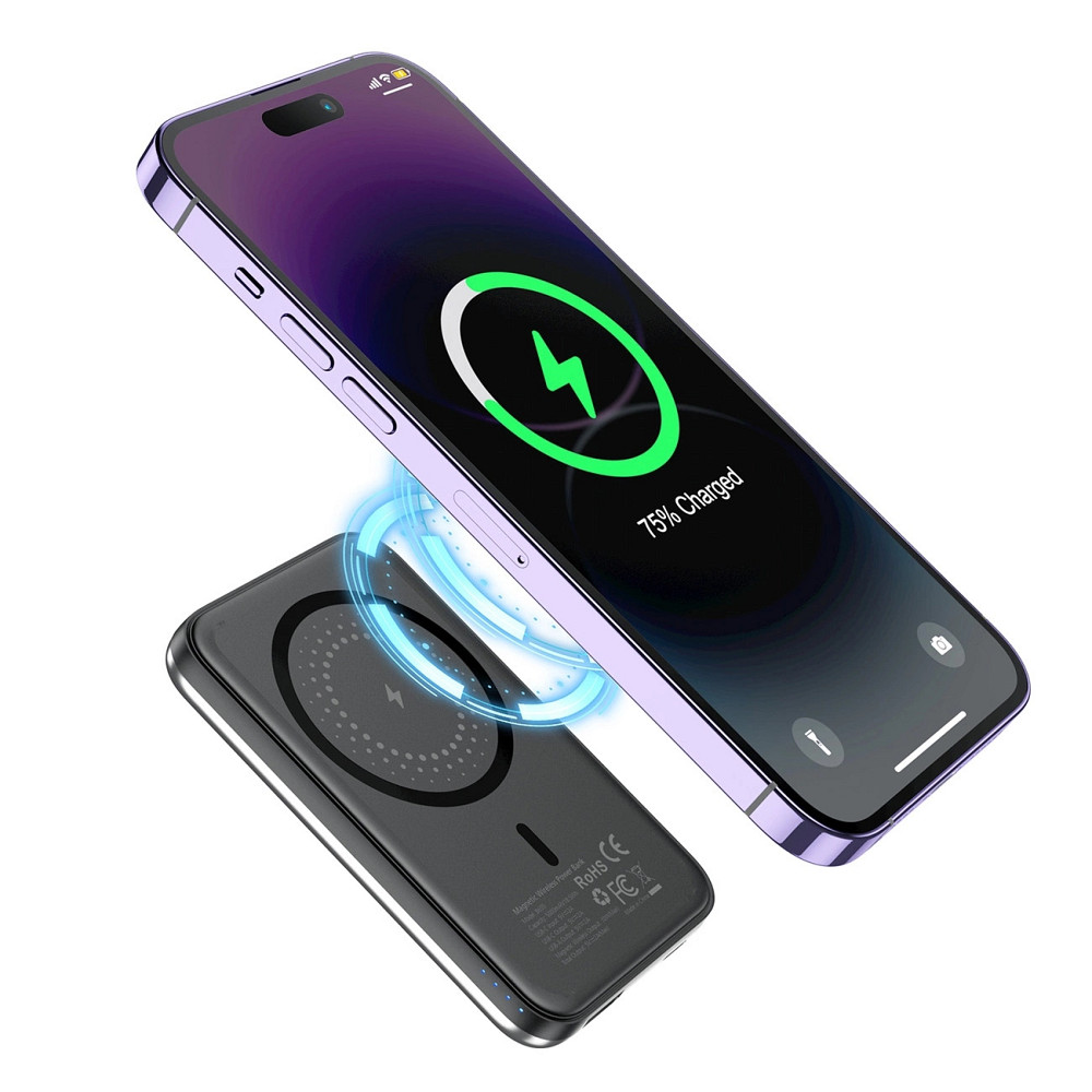 УМБ Choetech Magnetic Wireless 5000mAh 10W, USB-A,USB-C In/Out B655 mini silver Вінниця - фото 5