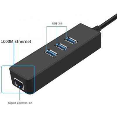 Концентратор Dynamode USB 3.0 Type-A - RJ45 Gigabit Lan, 3*USB 3.0 (USB3.0-Type-A-RJ45-HUB3) Вінниця