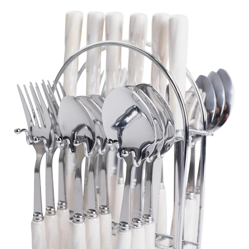 Набор столовых приборов на подставке 24 предмета столовый набор на 6 персон Белый с серебром HP-20-50 Киев - изображение 7